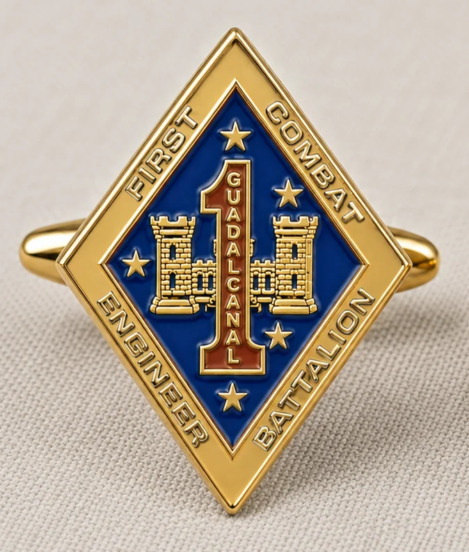 1st Combat Engineer Battalion: concept mockup for a cufflink design in development